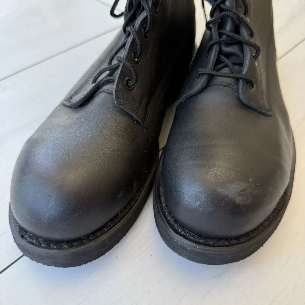Addison Shoe Steel Toe Leather Combat Boots Men's US 10.5 R Vibram Soles Black